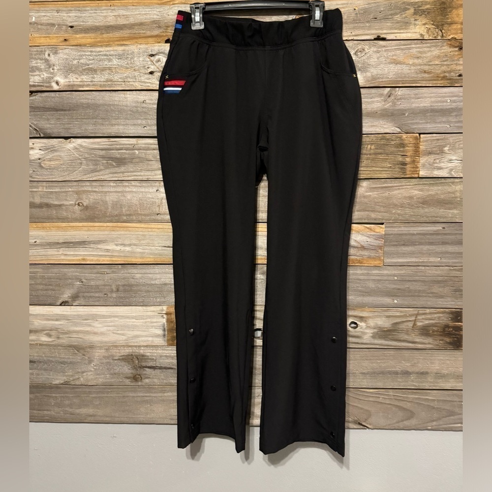 Cherokee Black Track Pants with Red and Blue Stripe Accents